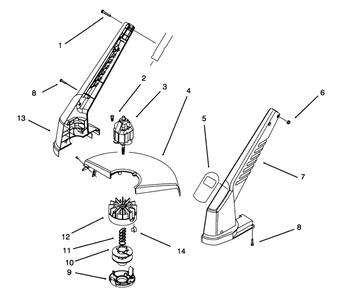 Motor & Housing Assembly Diagram and Parts List for 51445 49000001 - 49999999 Toro Trimmer