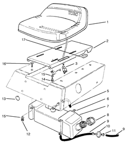 Seat & Gas Tank Assembly Diagram and Parts List for 70060 59000001 - 59999999 Toro Lawn Tractor