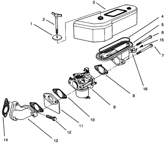 Air Cleaner & Carburetor Assembly Diagram and Parts List for 30165 4900001 - 4999999 Toro Lawn Tractor Accessories