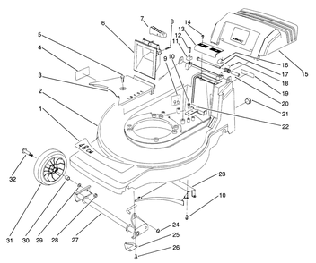 Housing Assembly (Model No. 20906b) Diagram and Parts List for 20906B 1000001 - 1999999 Toro Lawn Mower