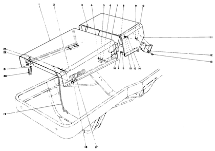 Hood Assembly Diagram and Parts List for 73448 8900001 - 8900499 Toro Lawn Tractor