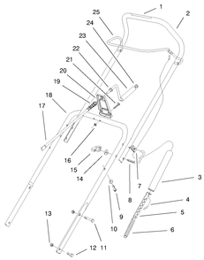 Handle Assembly Diagram and Parts List for 38432 9900001 - 9999999 Toro Snow Blower
