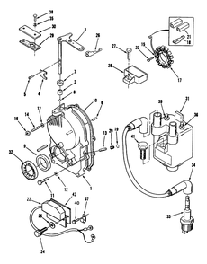 Gearcase And Ignition Controls Diagram and Parts List for 73421 5900001 - 5901046 Toro Lawn Tractor