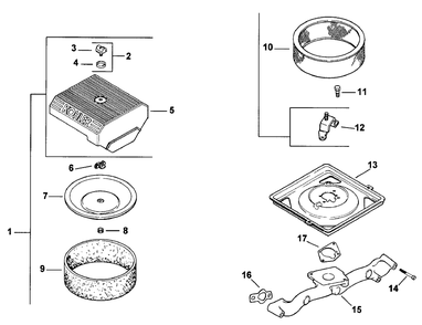 Air Intake Diagram and Parts List for 74182 (790001-799999)(1997) Toro Lawn Tractor