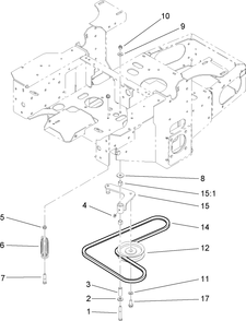Pump Idler And Belt Assembly Diagram and Parts List for 74410 (250007001-250999999)(2005) Toro Lawn Mower