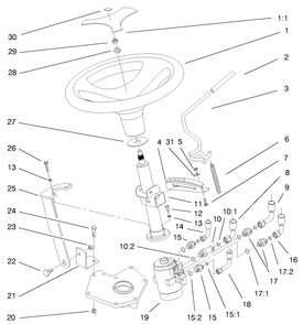 Power Steering & Tilt Assembly Diagram and Parts List for 73550 8900001 - 8999999 Toro Lawn Tractor