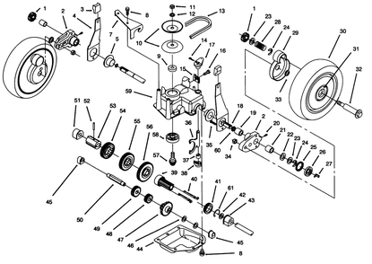 Gear Case Assebmly (Continued) Diagram and Parts List for 20465 5900001 - 5999999 Toro Lawn Mower
