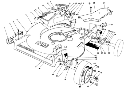 Housing Assembly (Model 22030 Continued) Diagram and Parts List for 22030 5000001 - 5999999 Toro Lawn Mower