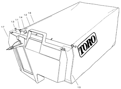Bagging Assembly Diagram and Parts List for 22171 9900001 - 9999999 Toro Lawn Mower