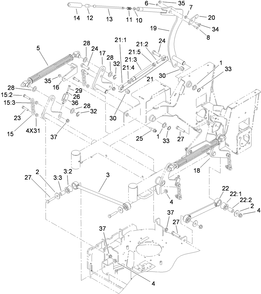 Deck Lift Assembly Diagram and Parts List for 79534 (310000001-310999999)(2010) Toro Lawn Mower