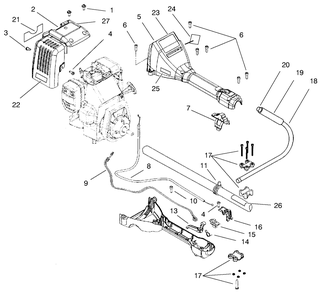 Handle And Upper Boom Assembly Diagram and Parts List for 51927 79000001 - 79999999 Toro Trimmer