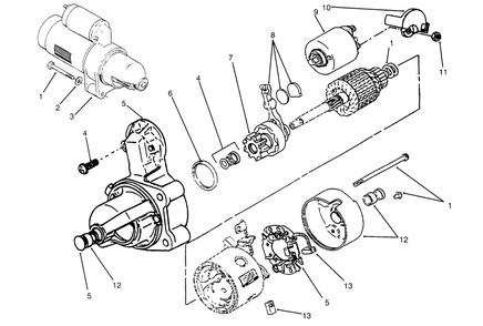 Starter Diagram and Parts List for 73501 59000412 - 59002868 Toro Lawn Tractor