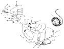 D-160 Onan Engine, Governor, Starter, Charging Alternator And Blower Housing Group Diagram and Parts List for 81-16OS01 1978 Toro Lawn Tractor