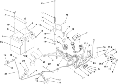Electrical System Assembly Diagram and Parts List for 74450TE (290000001-290999999)(2009) Toro Lawn Mower