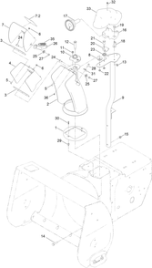 Chute Assembly Diagram and Parts List for 38870 409000000 - 999999999 Toro Snow Blower