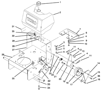 Frame, Fuel Tank And Wheel Drive Idler Diagram and Parts List for 30165 690001 - 699999 Toro Lawn Tractor Accessories