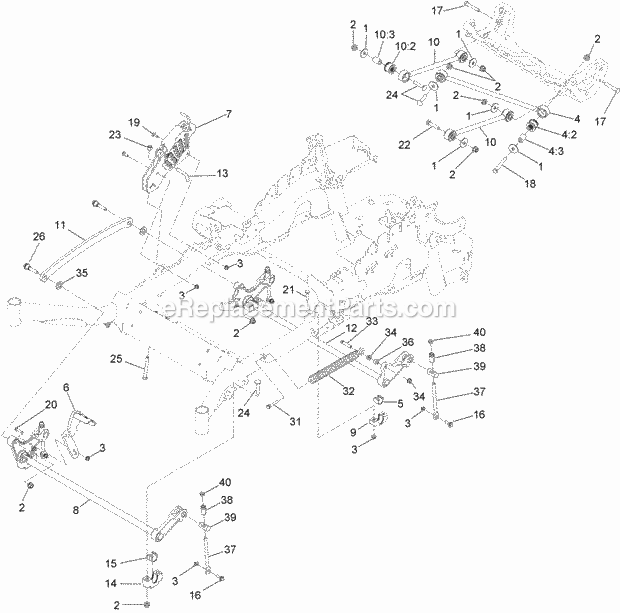 Deck Lift Assembly Diagram and Parts List for 74979 313000001-313999999 Toro Lawn Mower
