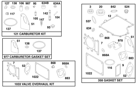 Engine Briggs & Stratton Model 28n777-0174-01 Diagram and Parts List for 71219 7900001 - 7999999 Toro Lawn Tractor