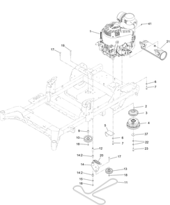 Engine, Clutch And Muffler Assembly Diagram and Parts List for 77288 400000000 - 999999999 Toro Lawn Tractor