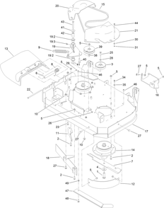 Deck Assembly Diagram and Parts List for 74534TE (314000001-314999999)(2014) Toro Lawn Mower