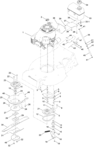 Engine And Blade Assembly Diagram and Parts List for 22285 400000000-999999999 Toro Lawn Mower