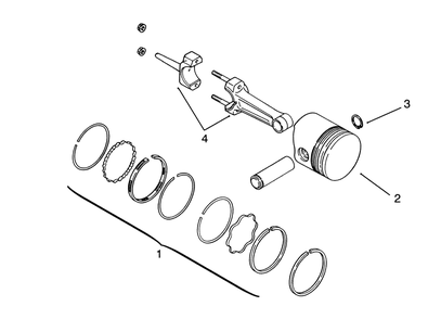 Piston And Rings Diagram and Parts List for 73320 3900001 - 3999999 Toro Lawn Tractor