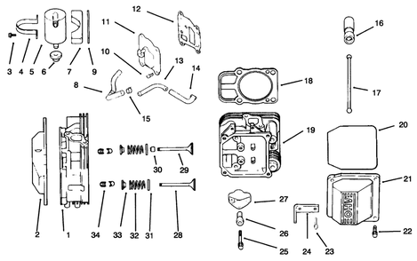 Head/Valve/Breather Diagram and Parts List for 72085 6900001 - 6999999 Toro Lawn Tractor