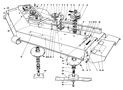 Cutter Deck & Spindle Shaft Assembly Diagram and Parts List for 30721 900001 - 999999 Toro Lawn Mower