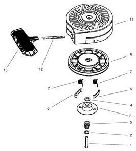 Recoil Starter Assembly No. 590712 Diagram and Parts List for 38410 7900001 - 7999999 Toro Snow Blower