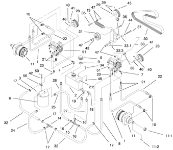 Hydraulic System Assembly Diagram and Parts List for 74212 (990001-991000)(1999) Toro Lawn Mower