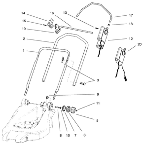 Handle Assembly Diagram and Parts List for 21070 8900001 - 8999999 Toro Lawn Mower