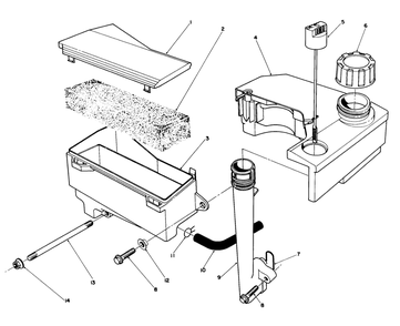Air Cleaner & Fuel Tank Assembly(Model No. Vmg6) Diagram and Parts List for 20526C 7000001 - 7999999 Toro Lawn Mower