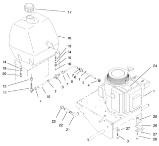 Engine & Fuel Tank Diagram and Parts List for 30193 990251 - 999999 Toro Lawn Mower