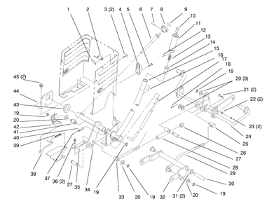 Lift Lever And Height Of Cut Diagram and Parts List for 72064 8900600 - 8999999 Toro Lawn Tractor