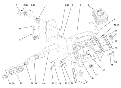 Dash Diagram and Parts List for 72110 8900600 - 8999999 Toro Lawn Tractor