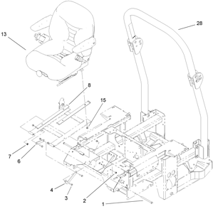 Seat And Roll-Over-Protection-System Assembly Diagram and Parts List for 74281TE (270000001-270000300)(2007) Toro Lawn Tractor