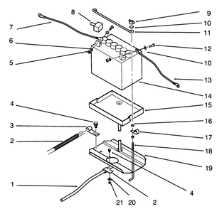 Battery Assembly Diagram and Parts List for 72040 3900001 - 3999999 Toro Lawn Tractor