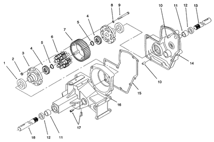 Hydrostatic Transmission Diagram and Parts List for 73521 6900001 - 6999999 Toro Lawn Tractor