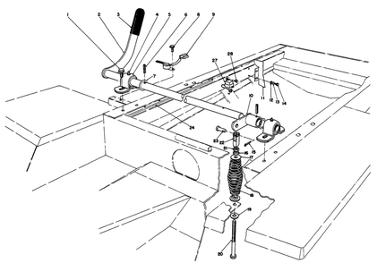 Power Take-Off Lever Assembly Diagram and Parts List for 30620 490001 - 499999 Toro Lawn Tractor