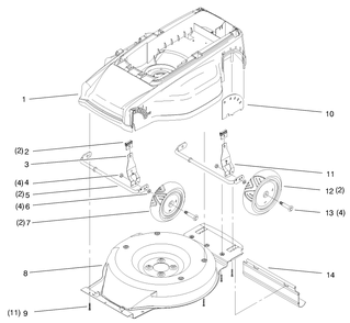 Deck, Liner And Wheel Assembly Diagram and Parts List for 20645 790000001 - 799999999 Toro Lawn Tractor Accessories