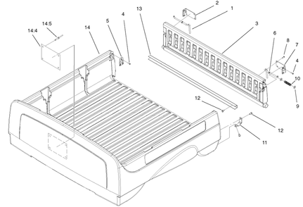 Tailgate Assembly Diagram and Parts List for 12003 210000001 - 210999999 Toro Lawn Tractor