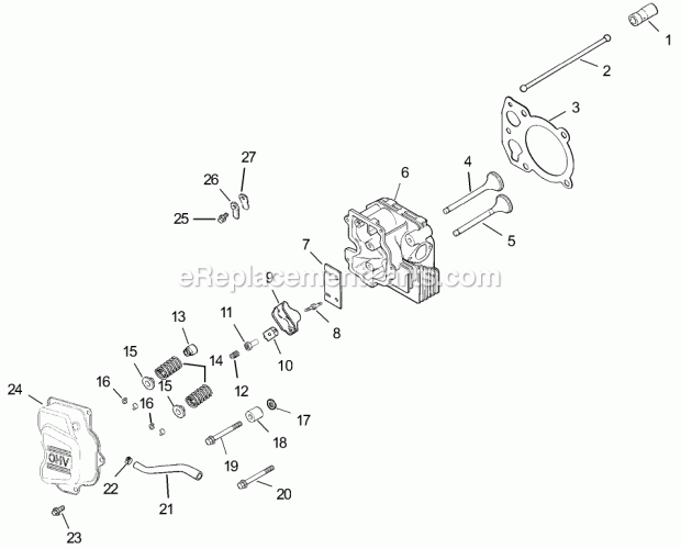 Head/Valve/Breather Assembly Kohler Cv493s-27 Diagram and Parts List for 74199 230000001-230999999 Toro Lawn Mower