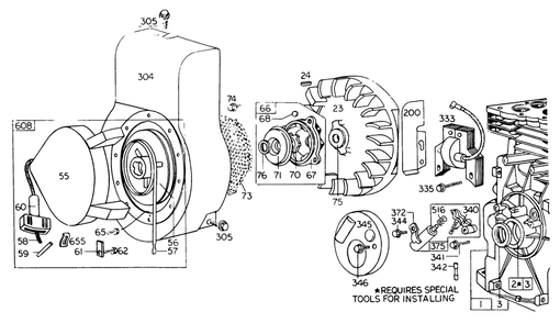 Rewind Starter Diagram and Parts List for 62923 8000001 - 8999999 Toro Leaf Blower / Vacuum