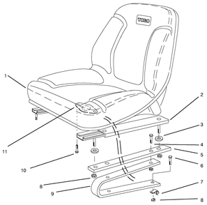 Seat Assembly Diagram and Parts List for 30611 990001 - 999999 Toro Lawn Tractor
