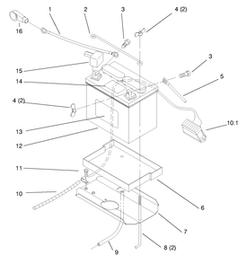 Battery Diagram and Parts List for 72110 8900600 - 8999999 Toro Lawn Tractor