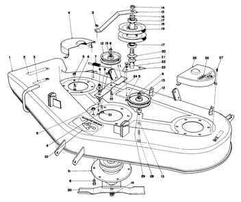Cutting Deck Diagram and Parts List for 57357 3000001 - 3999999 Toro Lawn Tractor