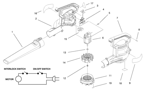 Blower Assembly Diagram and Parts List for 51549 99100001 - 99999999 Toro Leaf Blower / Vacuum