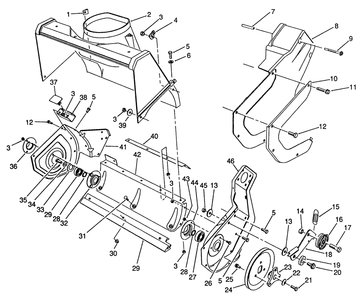 Rotor Housing Assembly Diagram and Parts List for 38190 0000001 - 0999999 Toro Snow Blower