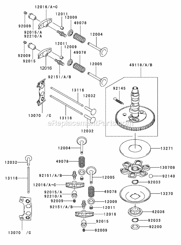 Valve/Camshaft Assembly Kawasaki Fh601v-Ds06 Diagram and Parts List for 74179 230007001-230999999 Toro Lawn Mower