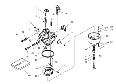 Carburetor No. 632536 Diagram and Parts List for 38590 7900001 - 7999999 Toro Snow Blower